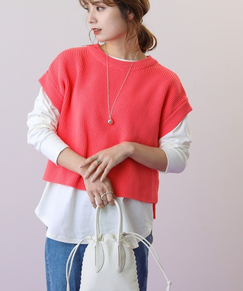 frames RAY CASSIN(フレームスレイカズン)の「WEB限定 ベスト着用可 3袖取り外し3WAYカラーニット(ニット/セーター・レディース・ピンク/イエロー/イエロー×グリーン・FREE)」の22枚目の写真