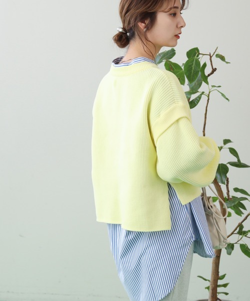 frames RAY CASSIN(フレームスレイカズン)の「WEB限定 ベスト着用可 3袖取り外し3WAYカラーニット(ニット/セーター・レディース・ピンク/イエロー/イエロー×グリーン・FREE)」の5枚目の写真