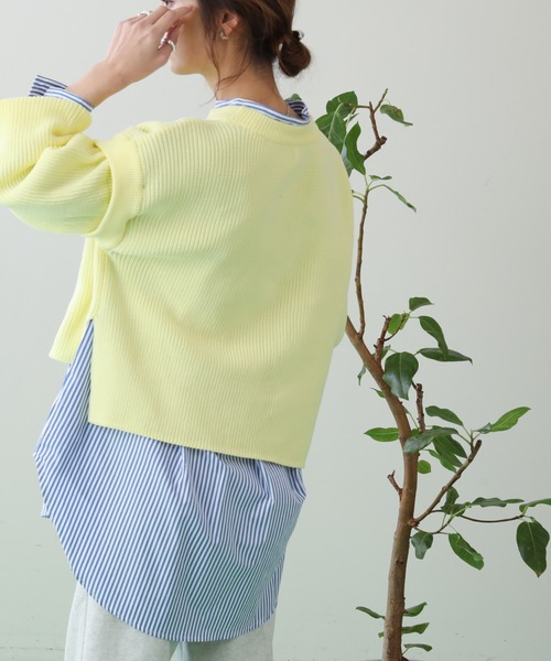 frames RAY CASSIN(フレームスレイカズン)の「WEB限定 ベスト着用可 3袖取り外し3WAYカラーニット(ニット/セーター・レディース・ピンク/イエロー/イエロー×グリーン・FREE)」の7枚目の写真