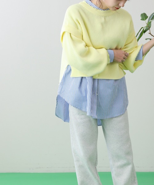 frames RAY CASSIN(フレームスレイカズン)の「WEB限定 ベスト着用可 3袖取り外し3WAYカラーニット(ニット/セーター・レディース・ピンク/イエロー/イエロー×グリーン・FREE)」の6枚目の写真