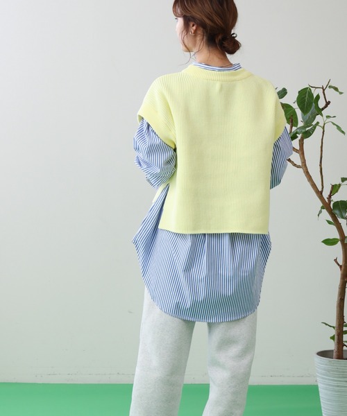 frames RAY CASSIN(フレームスレイカズン)の「WEB限定 ベスト着用可 3袖取り外し3WAYカラーニット(ニット/セーター・レディース・ピンク/イエロー/イエロー×グリーン・FREE)」の10枚目の写真