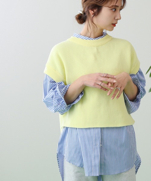 frames RAY CASSIN(フレームスレイカズン)の「WEB限定 ベスト着用可 3袖取り外し3WAYカラーニット(ニット/セーター・レディース・ピンク/イエロー/イエロー×グリーン・FREE)」の8枚目の写真