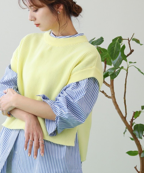 frames RAY CASSIN(フレームスレイカズン)の「WEB限定 ベスト着用可 3袖取り外し3WAYカラーニット(ニット/セーター・レディース・ピンク/イエロー/イエロー×グリーン・FREE)」の9枚目の写真