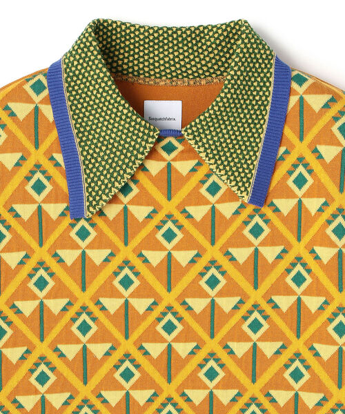 SASQUATCHfabrix.（サスクワァッチファブリックス）の「Sasquatchfabrix./サスクワッチファブリックス/FLOWER KNIT H/S POLO（ニット/セーター・メンズ・ブルー/マスタード・LARGE）」の4枚目の写真