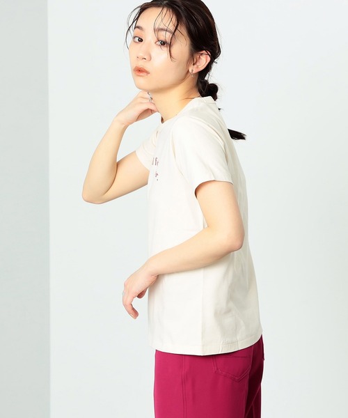 SOMETHING（サムシング）の「SOMETHING/サムシング フレンチメッセージ半袖Tシャツ（Tシャツ/カットソー・レディース・ネイビー/レッド/ベージュ・MEDIUM/LARGE）」の5枚目の写真