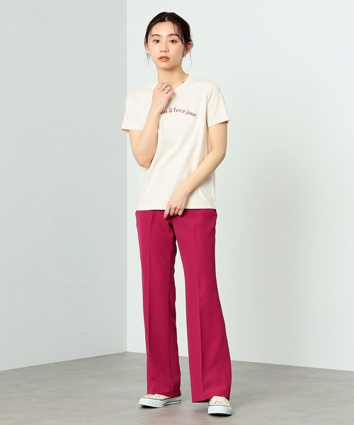 SOMETHING（サムシング）の「SOMETHING/サムシング フレンチメッセージ半袖Tシャツ（Tシャツ/カットソー・レディース・ネイビー/レッド/ベージュ・MEDIUM/LARGE）」の10枚目の写真