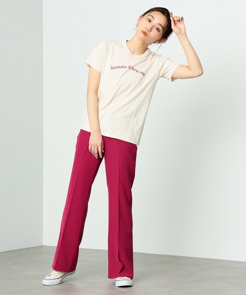 SOMETHING（サムシング）の「SOMETHING/サムシング フレンチメッセージ半袖Tシャツ（Tシャツ/カットソー・レディース・ネイビー/レッド/ベージュ・MEDIUM/LARGE）」の11枚目の写真