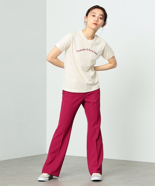 SOMETHING（サムシング）の「SOMETHING/サムシング フレンチメッセージ半袖Tシャツ（Tシャツ/カットソー・レディース・ネイビー/レッド/ベージュ・MEDIUM/LARGE）」の13枚目の写真