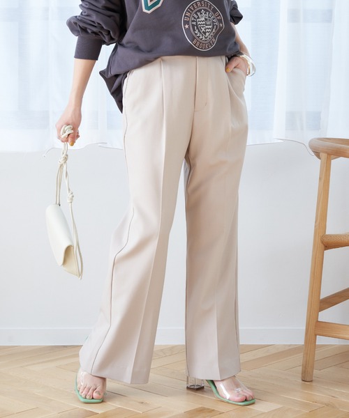 earth music&ecology（アースミュージックアンドエコロジー）の「バックスリットカラーワイドパンツ（その他パンツ・レディース・ブラック/イエロー/ライトグリーン/グレイッシュベージュ・S/M）」の3枚目の写真