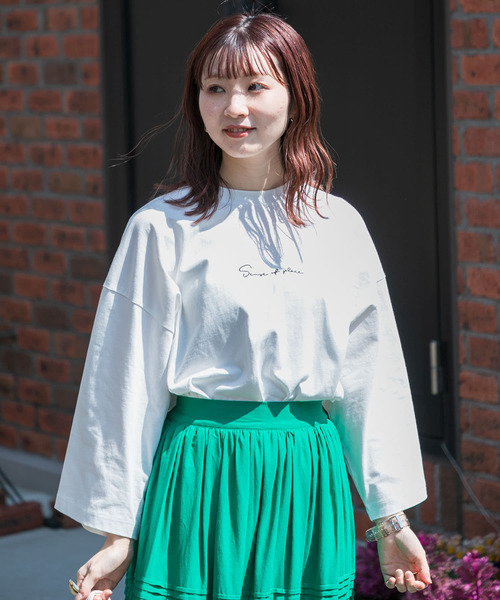 SENSE OF PLACE by URBAN RESEARCH(センスオブプレイスバイアーバンリサーチ)の「『ユニセックス』シシュウエクストラルーズTシャツ(5分袖)(Tシャツ/カットソー・メンズ・ブラック/オレンジ/ライトベージュ/ホワイト/グリーン・ONE)」の7枚目の写真