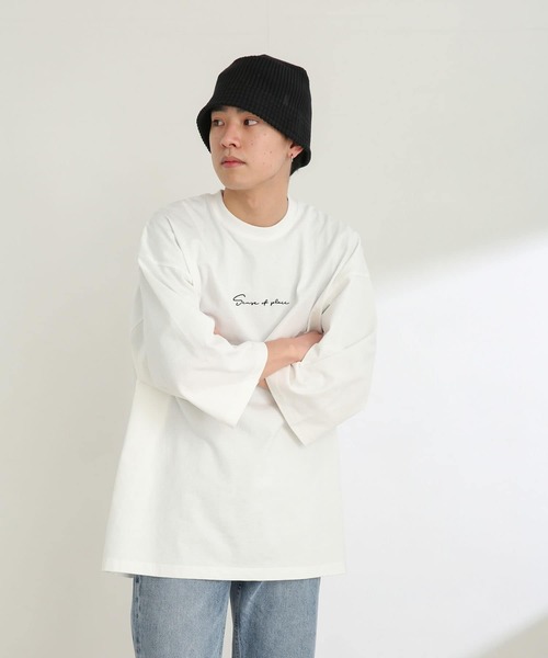 SENSE OF PLACE by URBAN RESEARCH(センスオブプレイスバイアーバンリサーチ)の「『ユニセックス』シシュウエクストラルーズTシャツ(5分袖)(Tシャツ/カットソー・メンズ・ブラック/オレンジ/ライトベージュ/ホワイト/グリーン・ONE)」の11枚目の写真