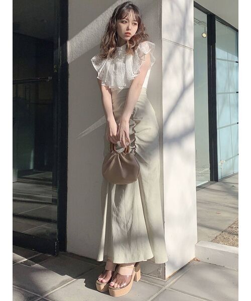 dazzlin（ダズリン）の「ノースリプリーツカラーブラウス（シャツ/ブラウス・レディース・その他1/グレー/オフホワイト・FREE）」の12枚目の写真