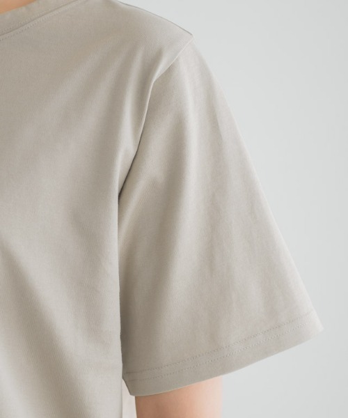 Pierrot(ピエロ)の「シルケットコットンTシャツ クルーネック(Tシャツ/カットソー・レディース・オフホワイト/ブラック/グレイッシュベージュ/ネイビー/ピンク・S/M/L)」の10枚目の写真