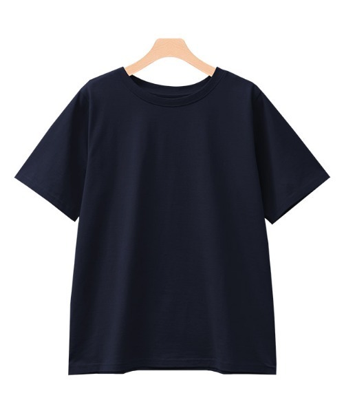 Pierrot(ピエロ)の「シルケットコットンTシャツ クルーネック(Tシャツ/カットソー・レディース・オフホワイト/ブラック/グレイッシュベージュ/ネイビー/ピンク・S/M/L)」の12枚目の写真