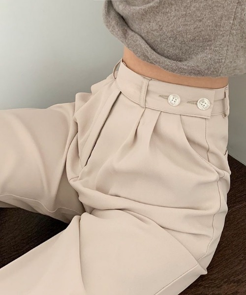 BEIDELLI（ベイデリー）の「[BELLIDE MADE] サイドダブルボタンスラックス（スラックス・レディース・ブラック/ベージュ・SMALL/MEDIUM/LARGE）」の16枚目の写真