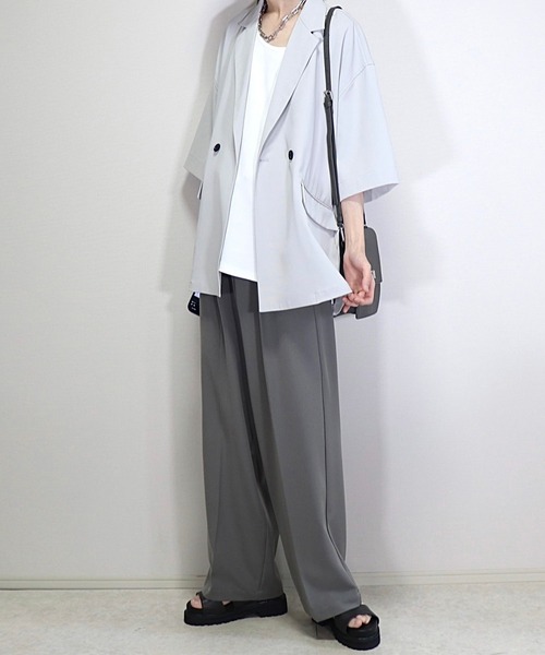 ドレープトロミ サイドジップダブルジャケット（テーラードジャケット）｜Loose/ルース（ルース）