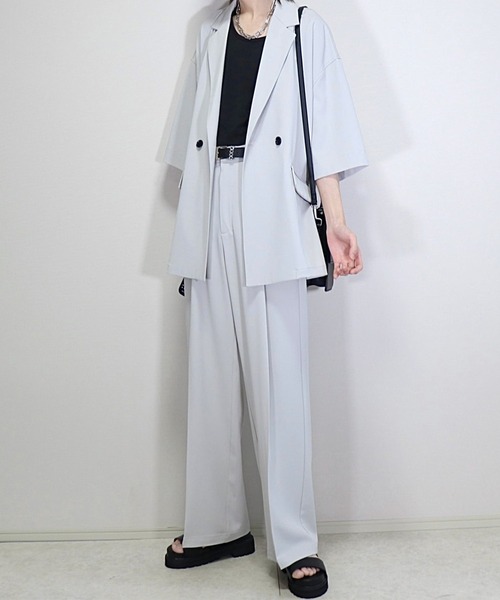 ドレープトロミ サイドジップダブルジャケット（テーラードジャケット）｜Loose/ルース（ルース）