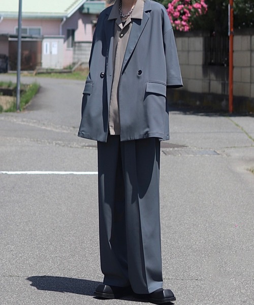 ドレープトロミ サイドジップダブルジャケット（テーラードジャケット）｜Loose/ルース（ルース）