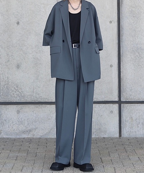 ドレープトロミ サイドジップダブルジャケット（テーラードジャケット）｜Loose/ルース（ルース）