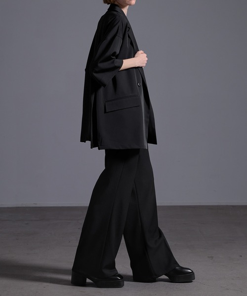ドレープトロミ サイドジップダブルジャケット（テーラードジャケット）｜Loose/ルース（ルース）
