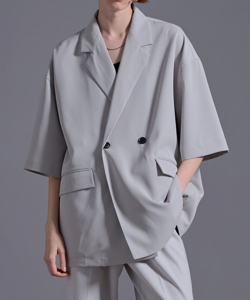 ドレープトロミ サイドジップダブルジャケット（テーラードジャケット）｜Loose/ルース（ルース）