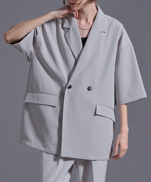 ドレープトロミ サイドジップダブルジャケット（テーラードジャケット）｜Loose/ルース（ルース）