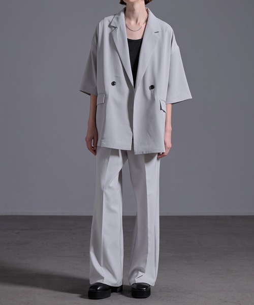 ドレープトロミ サイドジップダブルジャケット（テーラードジャケット）｜Loose/ルース（ルース）