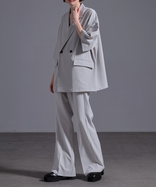 ドレープトロミ サイドジップダブルジャケット（テーラードジャケット）｜Loose/ルース（ルース）