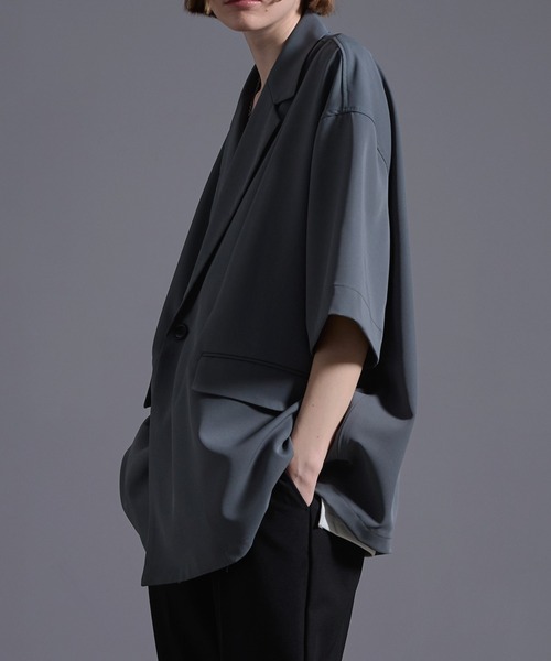 ドレープトロミ サイドジップダブルジャケット（テーラードジャケット）｜Loose/ルース（ルース）