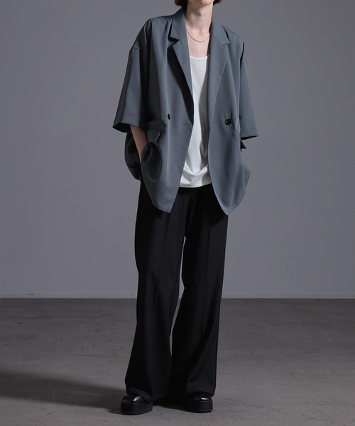 ドレープトロミ サイドジップダブルジャケット（テーラードジャケット）｜Loose/ルース（ルース）