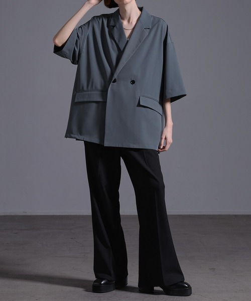 ドレープトロミ サイドジップダブルジャケット（テーラードジャケット）｜Loose/ルース（ルース）