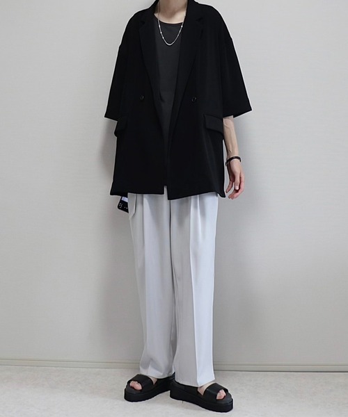 ドレープトロミ サイドジップダブルジャケット（テーラードジャケット）｜Loose/ルース（ルース）