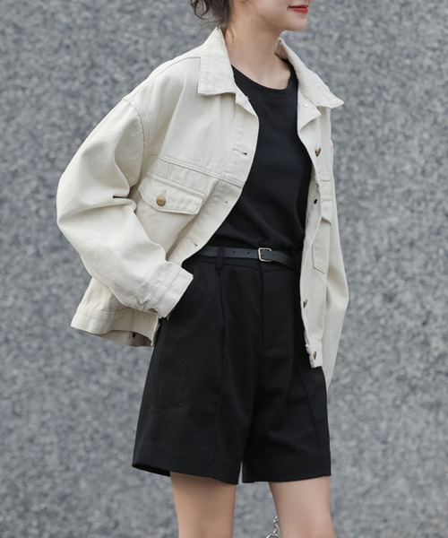 by muni:r(バイ ムニール)の「ベルトSETピンタックハーフパンツ(その他パンツ・レディース・ブラック/グレー・SMALL/MEDIUM)」の2枚目の写真