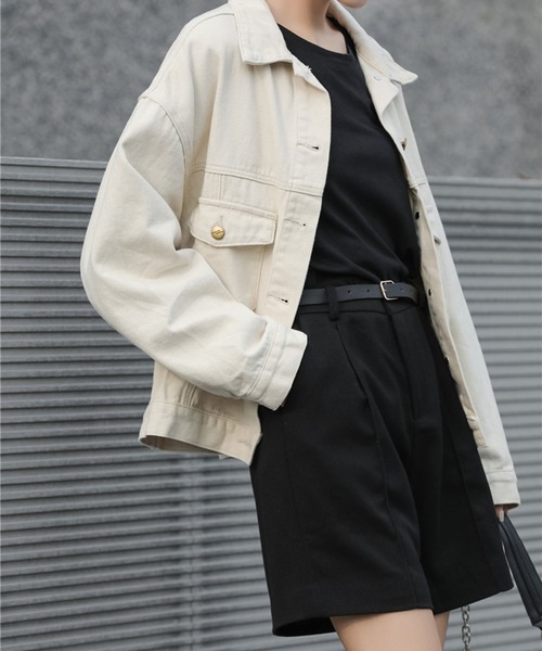 by muni:r(バイ ムニール)の「ベルトSETピンタックハーフパンツ(その他パンツ・レディース・ブラック/グレー・SMALL/MEDIUM)」の4枚目の写真