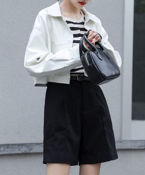 伊製 MM6 13SS ギミック リネン混 タックハーフパンツ サイドベルト nsjbb702_01.jpg