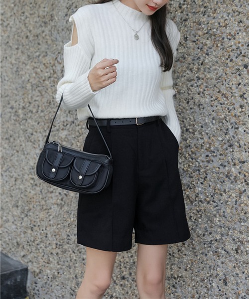 by muni:r(バイ ムニール)の「ベルトSETピンタックハーフパンツ(その他パンツ・レディース・ブラック/グレー・SMALL/MEDIUM)」の12枚目の写真