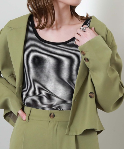 archives（アルシーヴ）の「リブボーダーキャミタンク（タンクトップ・レディース・ブラック/ピンク/イエロー/ブルー・MEDIUM）」の9枚目の写真