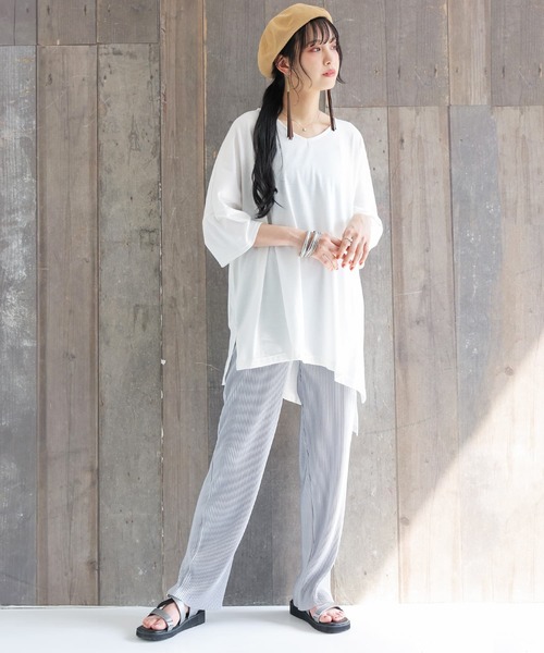 n'OrLABEL（ノアールレーベル）の「【セルフカット】『プリーツイージーパンツ』（その他パンツ・レディース・グリーン/ライトブルー/ピンク/ライトベージュ・1/2）」の6枚目の写真