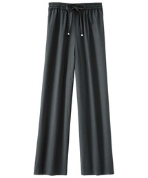 サラリ綿混素材ドロストワイドパンツ 股下56cm