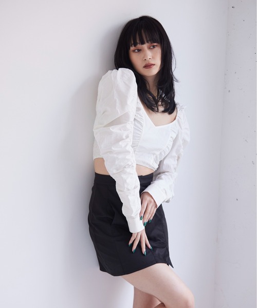 FIG&VIPER(フィグアンドバイパー)の「ギャザーショートブラウス(シャツ/ブラウス・レディース・ホワイト/ブラック/ライトグリーン・FREE)」の4枚目の写真