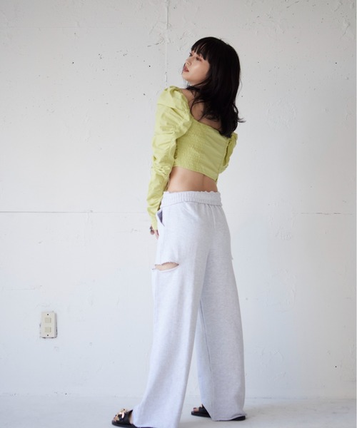 FIG&VIPER(フィグアンドバイパー)の「ギャザーショートブラウス(シャツ/ブラウス・レディース・ホワイト/ブラック/ライトグリーン・FREE)」の12枚目の写真