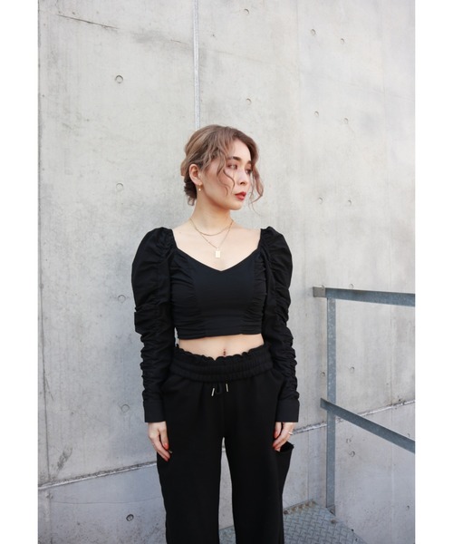 FIG&VIPER(フィグアンドバイパー)の「ギャザーショートブラウス(シャツ/ブラウス・レディース・ホワイト/ブラック/ライトグリーン・FREE)」の8枚目の写真