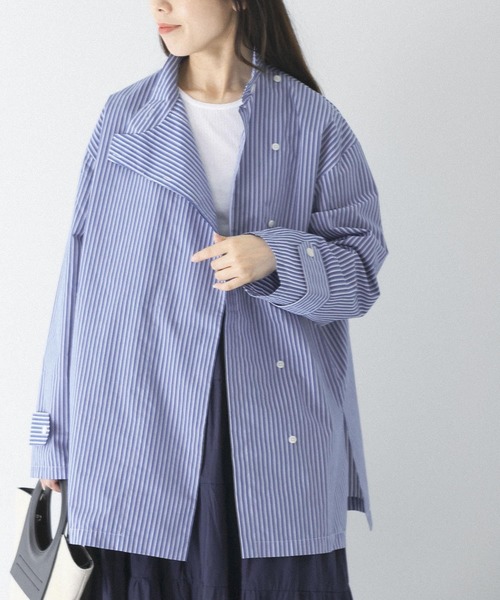 URBAN RESEARCH（アーバンリサーチ）の「MIRKO BERTOLA　ストライプデザインシャツ（シャツ/ブラウス・レディース・グリーン系その他/ブルー系その他・-）」の2枚目の写真