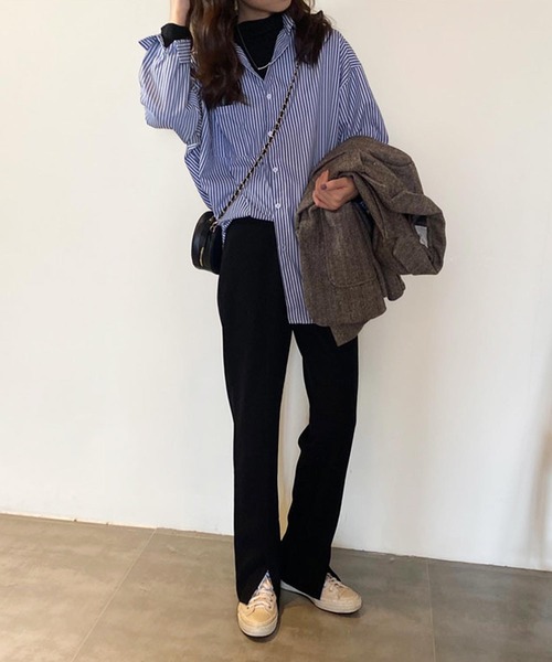 Amulet（アミュレット）の「ストライプ長袖シャツ（シャツ/ブラウス・レディース・ダークブルー/ホワイト系その他・XL/L/M）」の6枚目の写真