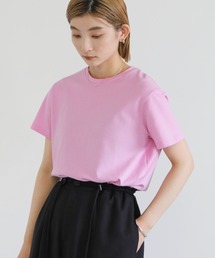 クルーネックラウンドヘムカラーTシャツ