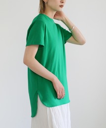 クルーネックラウンドヘムカラーTシャツ