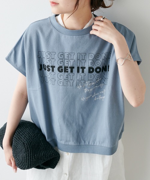 PUAL CE CIN（ピュアルセシン）の「プリント×刺繍ショート丈Tシャツ（Tシャツ/カットソー・レディース・ベージュ/オフホワイト/ブルーグレー・FREE）」の8枚目の写真