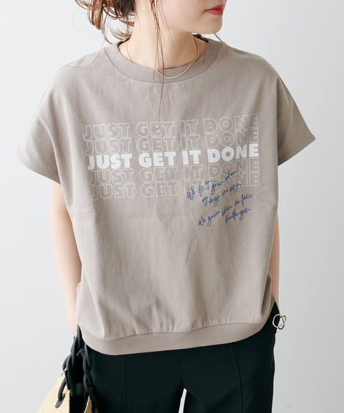 PUAL CE CIN（ピュアルセシン）の「プリント×刺繍ショート丈Tシャツ（Tシャツ/カットソー・レディース・ベージュ/オフホワイト/ブルーグレー・FREE）」の10枚目の写真