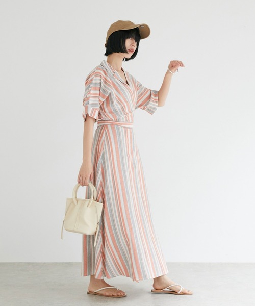 セール マルチストライプカシュクールワンピース ワンピース Doux Archives ドゥアルシーヴ のファッション通販 Zozotown