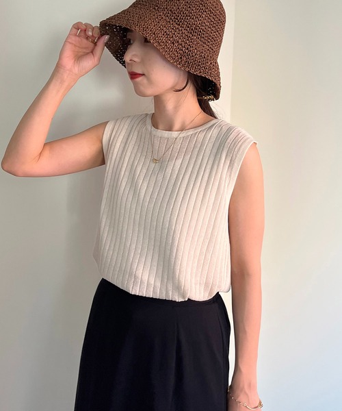 CAPRICIEUX LE'MAGE（カプリシューレマージュ）の「タンクSETシアータンク（ニット/セーター・レディース・ホワイト系その他/ブラック/グリーン系その他・FREE）」の2枚目の写真